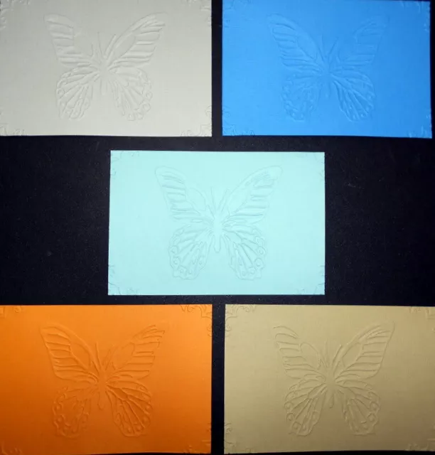 5 x  EMBOSSED BUTTERFLY TEXTURED CARD 216gsm  - 5 COLOURS
