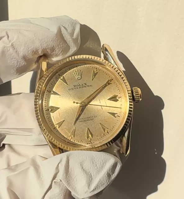 Rolex Oyster Perpetual Watch Vintage 14k Yellow Gold - No Band -Runs!