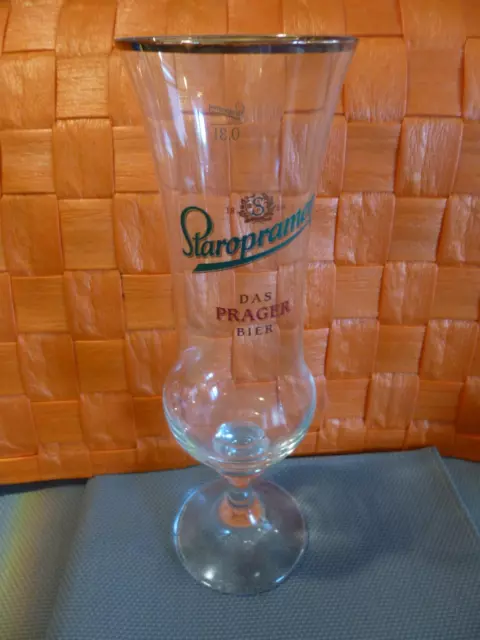 Ausgefallenes Bierglas Sammlerglas 0,3L Staropramen Pokalglas Goldrand