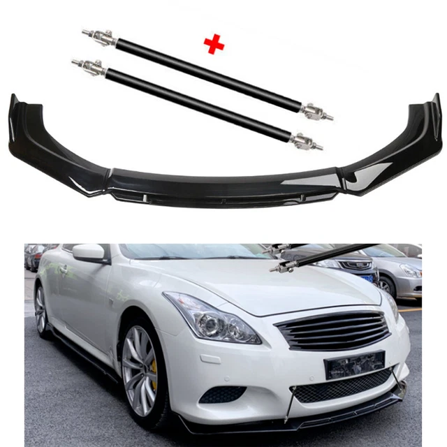 For INFINITI G35 G37 Front Bumper Lip Spoiler Splitter BodGlossy Black Strut
