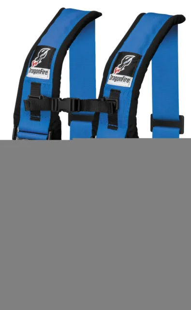 Dragonfire Safety 4 Point 3" Padded Seat Belt Harness H Style Blue Can Am RZR