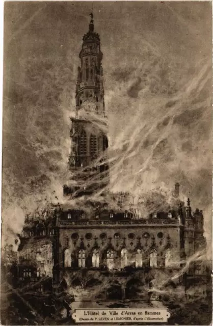 CPA AK L'Hotel de Ville d'Arras en flammes MILITAIRE (731238)