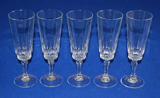 Good Quality Set 5 Crystal Champagne Glasses, Champagne Flutes 18.25cms.