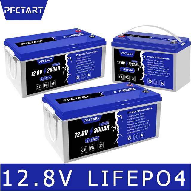 PFCTART 12.8V 100Ah 200Ah 300Ah LiFePO4 Lithium Battery for Home Off-Grid Solar