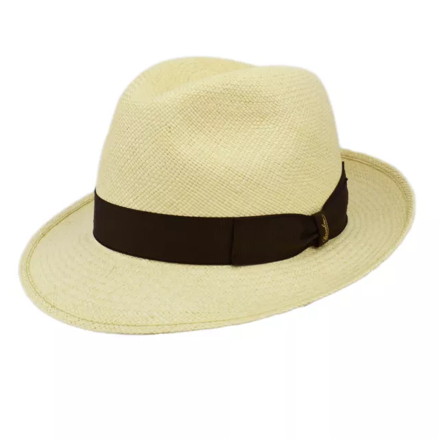 Borsalino Cappello 140228 fedora Panama Quito 6 cm nastro marrone