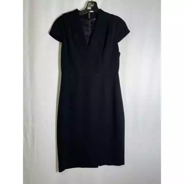 Elie Tahari Black Cap Sleeve V-Neck Sheath Dress Sz 4