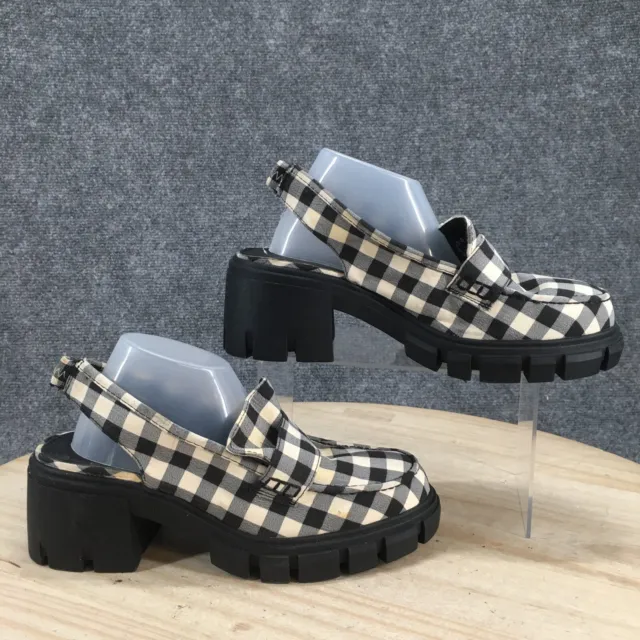 Asos Design Sandals Womens 6 Platform Casual Checkered Slingback Black Fabric