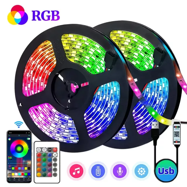 Bande lumineuse LED RVB pour la décoration, lampe LED avec mode télécommande 3M