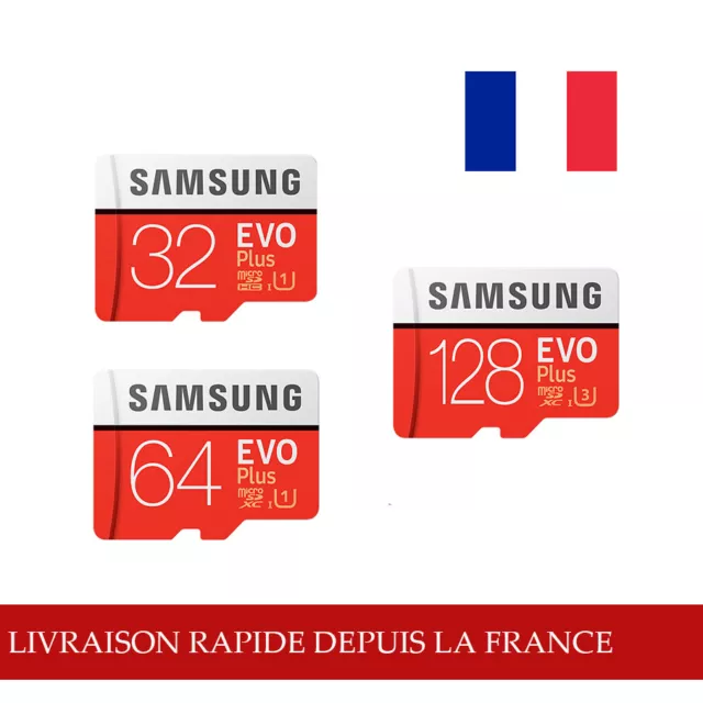 Carte mémoire SAMSUNG EVO Plus Micro SD 32GB SDHC 64G 128GB SDXC avec Adaptateur