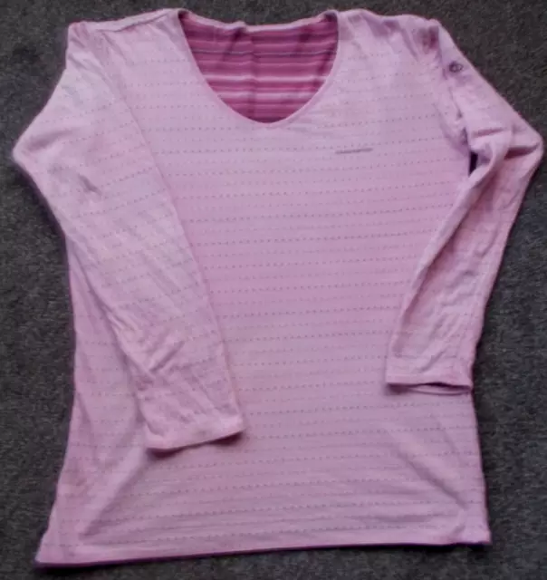 Craghoppers, Ladies Pink reversable,polka dot/striped Top, long sleeves, Size 14