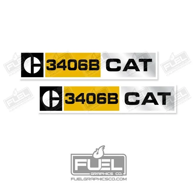 Caterpillar 3406B Diesel Engine Replacement Vinyl Decals Stickers x2