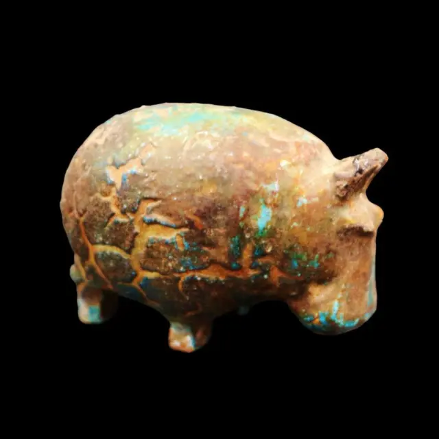 Rare Antique Stone/Faience Figurine Hippopotamus (Hippo) Ancient Egyptian LARGE