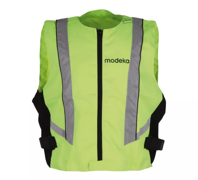 Gilet di avvertimento MODEKA BASIC giallo neon con elasticizzazione e riflettori - taglia a scelta -