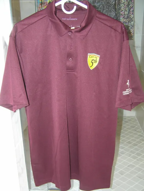 Official Ferrari Of Naples Cars On 5Th Casual Golf Polo Shirt Burgundy Large
