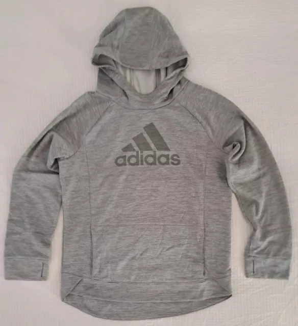 ADIDAS Felpa chiusa grigia sport con cappuccio tasche bimba ragazza 16 anni