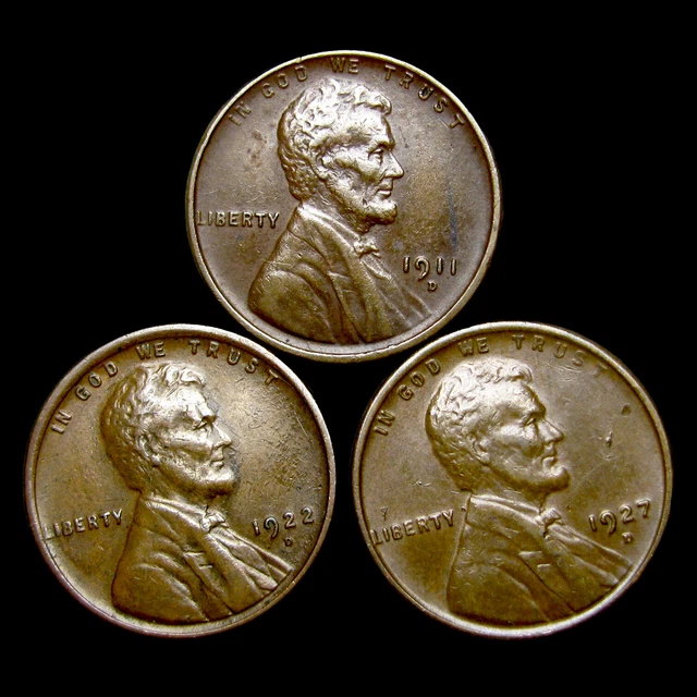 1911-D 1922-D 1927-D Lincoln Cent Wheat Penny ---- Nice Coin Lot ---- #ZR451