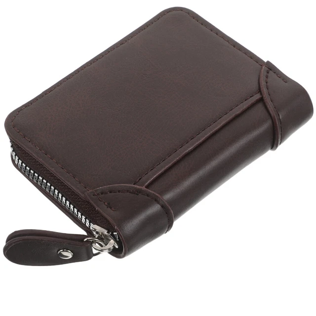 Porte-Cartes PU Extérieur Marron - Mini Portefeuille Avec Bouton, Compact Et Pratique