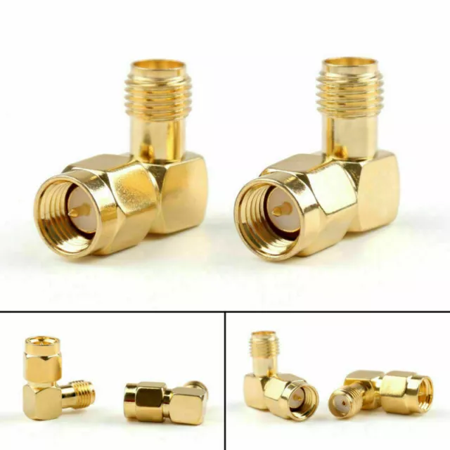 2xSMA Female Jack To SMA Male Plug Right Angle 90 Degree RF Connector Adapter UK