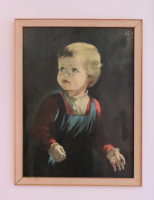 1960's VINTAGE 'CHILDHOOD' CRYING BOY, ORIGINAL FRAMED PRINT, BOOTS