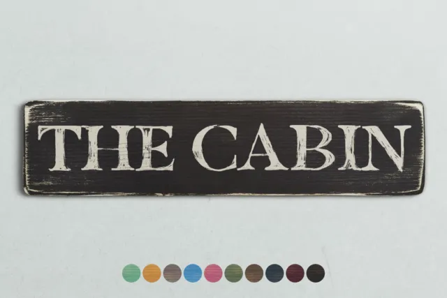 THE CABIN Vintage Style Wooden Sign. Shabby Chic Retro Home Gift