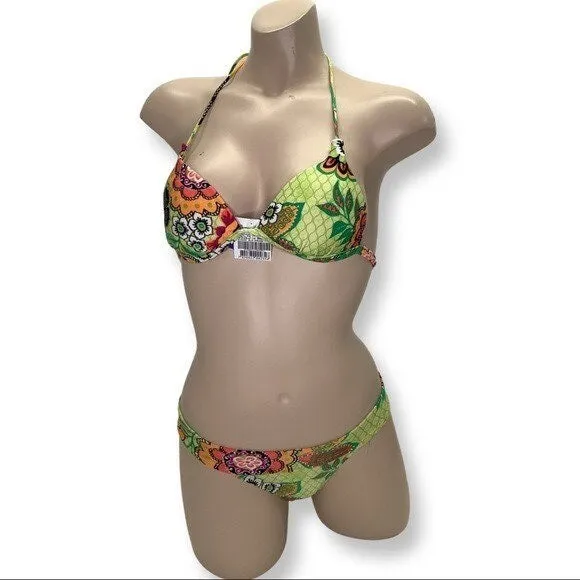 Recco Brazilian bright floral print bikini NWT