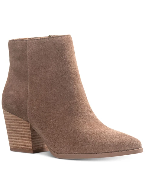 American Rag Women's Block Heel Zip up Leather Booties Brown Size 6 M
