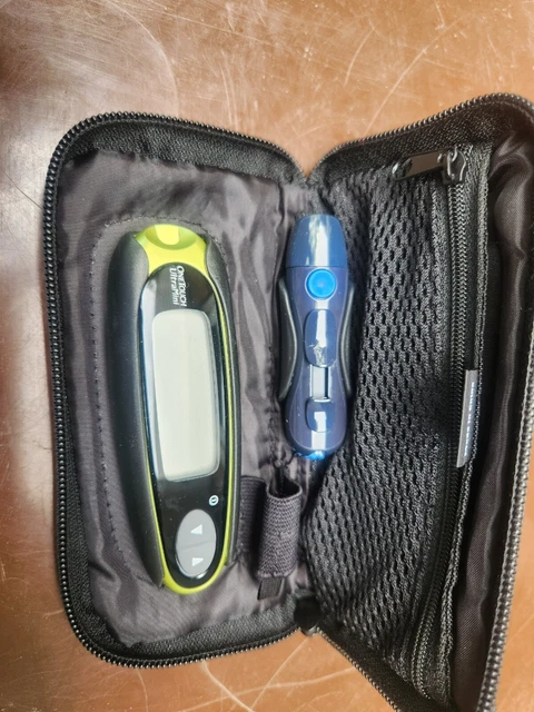 Dispositivo y estuche de transporte verde medidor de glucosa en sangre One Touch Ultra mini