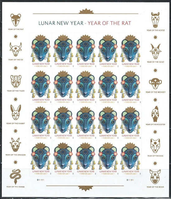 2020 LUNAR NEW YEAR OF THE RAT Sheet of 20 Forever Stamps MNH #5428 $18.99 - PicClick
