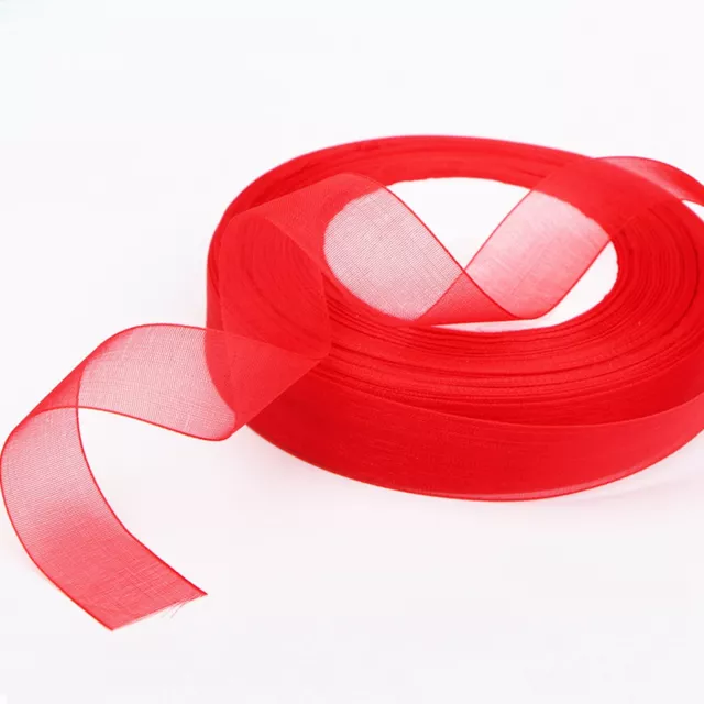 50 Yards 3/4" (20mm) Red Sheer Organza Ribbon Roll Craft Wedding Party Gift Wrap