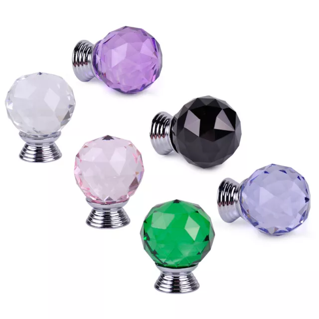 10x3CM Round Crystal Cupboard Knob Furniture Pull Handle Cabinet Drawer Screw lp 3