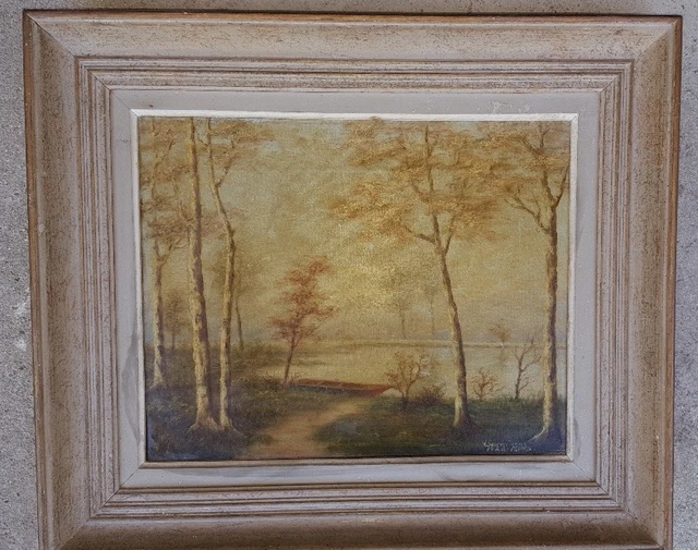 ANCIEN TABLEAU XXÈME signé et daté 1956 huile sur toile paysage EUR 25,00 - FR