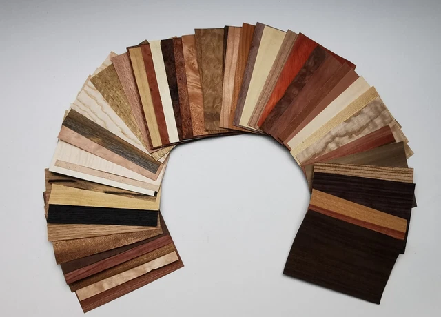 Nuancier 45 essences bois placages 10 x 15 cm (Marqueterie, découverte du bois )