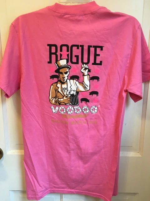 Vintage - Rogue Ales beer Voodoo donut Graphic Pink T-Shirt Size Small new