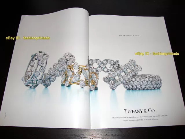 TIFFANY & CO. 2-Page Magazine PRINT AD Summer 2001 diamond band rings