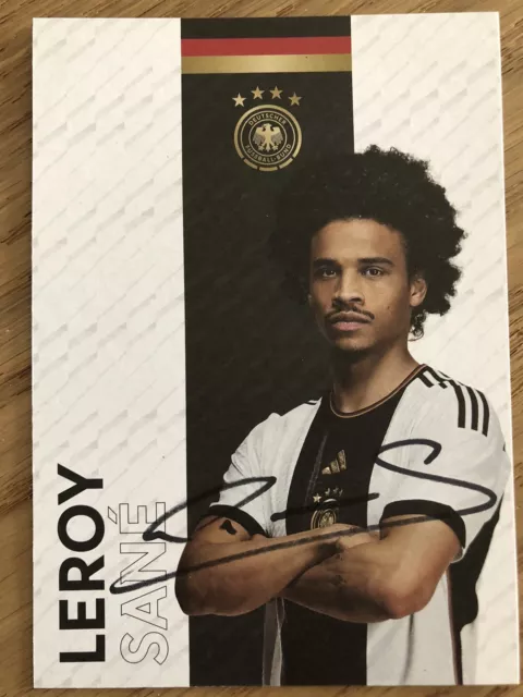 Handsignierte AK Autogrammkarte *LEROY SANE* Deutschland DFB WM 2022 2023 RAR