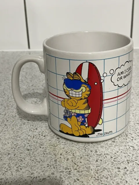 Garfield Cat Surfing Mug "Am I Cool Or What?" Jim Davis 1978