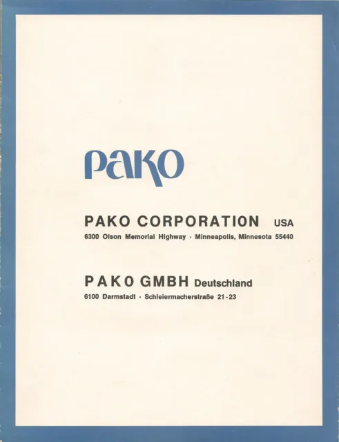 Prospekt FILM Durchlaufentwicklungsmaschinen von PAKO um 1975 ( 2215