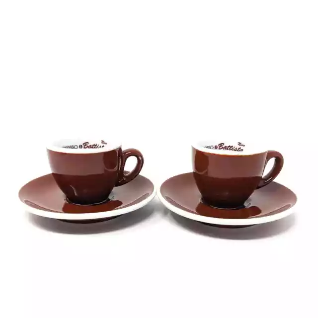 2 Vintage ACF Espresso Cup Saucer Set Brown Italy