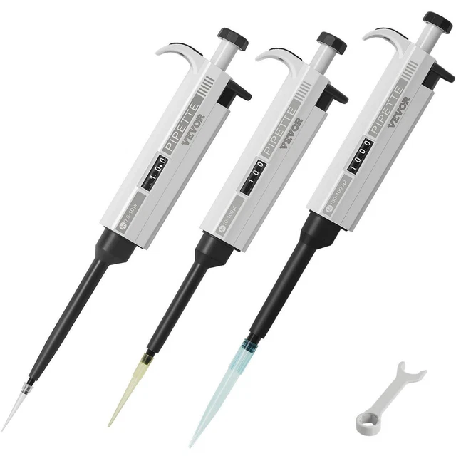 Micropipette Kit, 3 Single Channel Pipettes (0.5-10I 1/4 L, 10-100I 1/4 L, 1/4 3