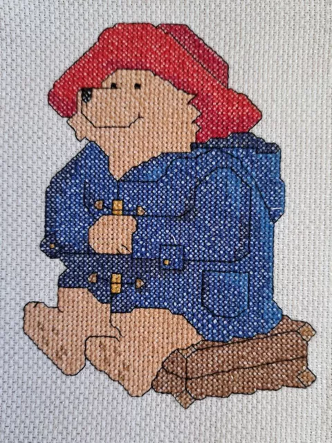 Completed Unframed Paddington Bear 14cm x 11cm Cross Stitch Picture