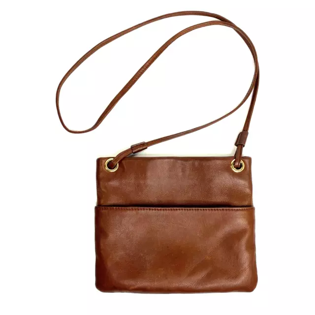 Margot Brown Leather Crossbody Purse Soft Supple Bag Zip Top