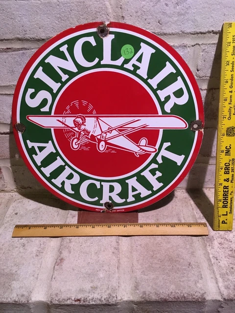 vintage sinclair aviation original porcelain gas oil sign