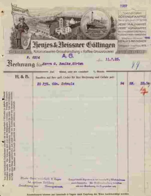 Henjes & Beissner AG 1925 Göttingen Kaffeerösterei Nörten Göttinga Malzkaffee