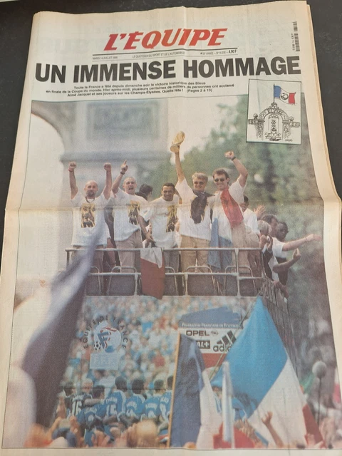 L'Équipe 14 Juillet 1998 - Un Immense Hommage - Coupe Du Monde De Football
