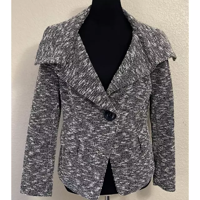 Lafayette 148 York Tweed Blazer Jacket Gray Asymmetrical Collared Women's Size 2