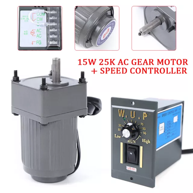 Electric Machinery Gear Motor+Speed Controller 54RPM 25K Reduction Ratio AC 110V