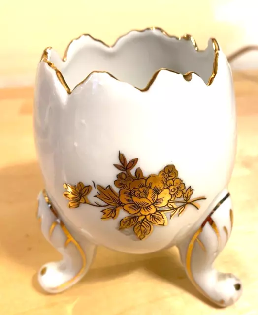 VINTAGE NAPCOWARE VASE CRACKED EGG CUP FOOTED  gold FLORAL PORCELAIN JAPAN