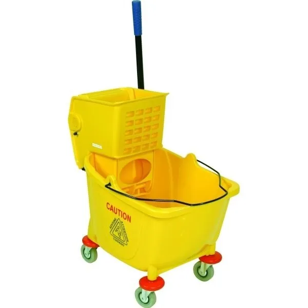 35 Qt. Plastic Mop Bucket with Wringer with 3 inch Non-Marking Wheels Commercial