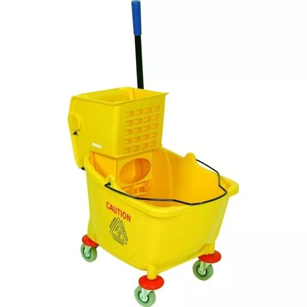 35 Qt. Plastic Mop Bucket with Wringer with 3 inch Non-Marking Wheels Commercial