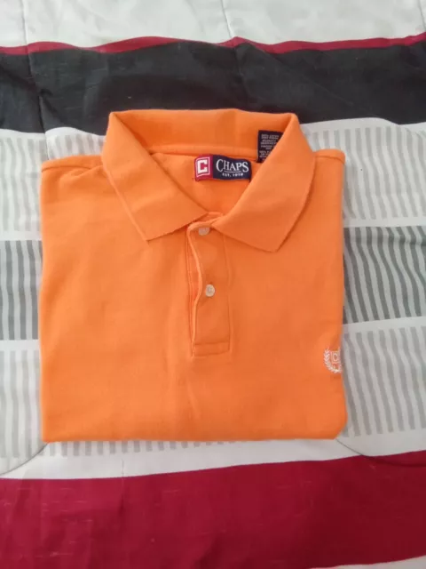Mens CHAPS Polo Shirt Short Sleeve Orange XL